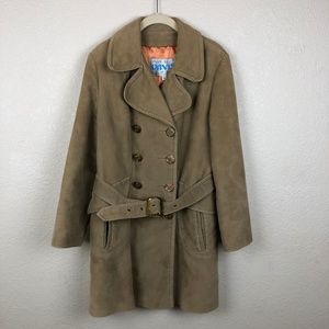 Davis of Boston Tan Faux Suede Coat Size: 12